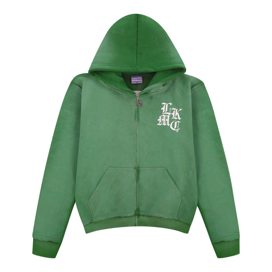 LUKAMACHAIN  Distressed Zip Hoodie Green (limited edition)