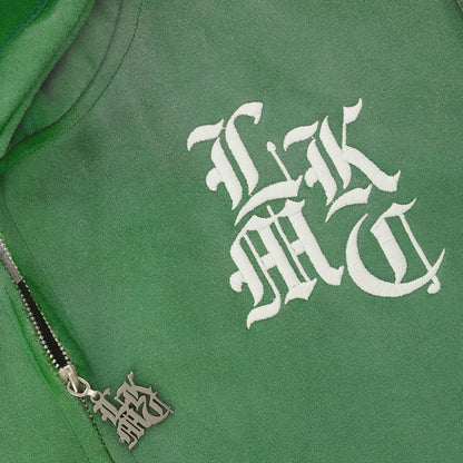LUKAMACHAIN  Distressed Zip Hoodie Green (limited edition)
