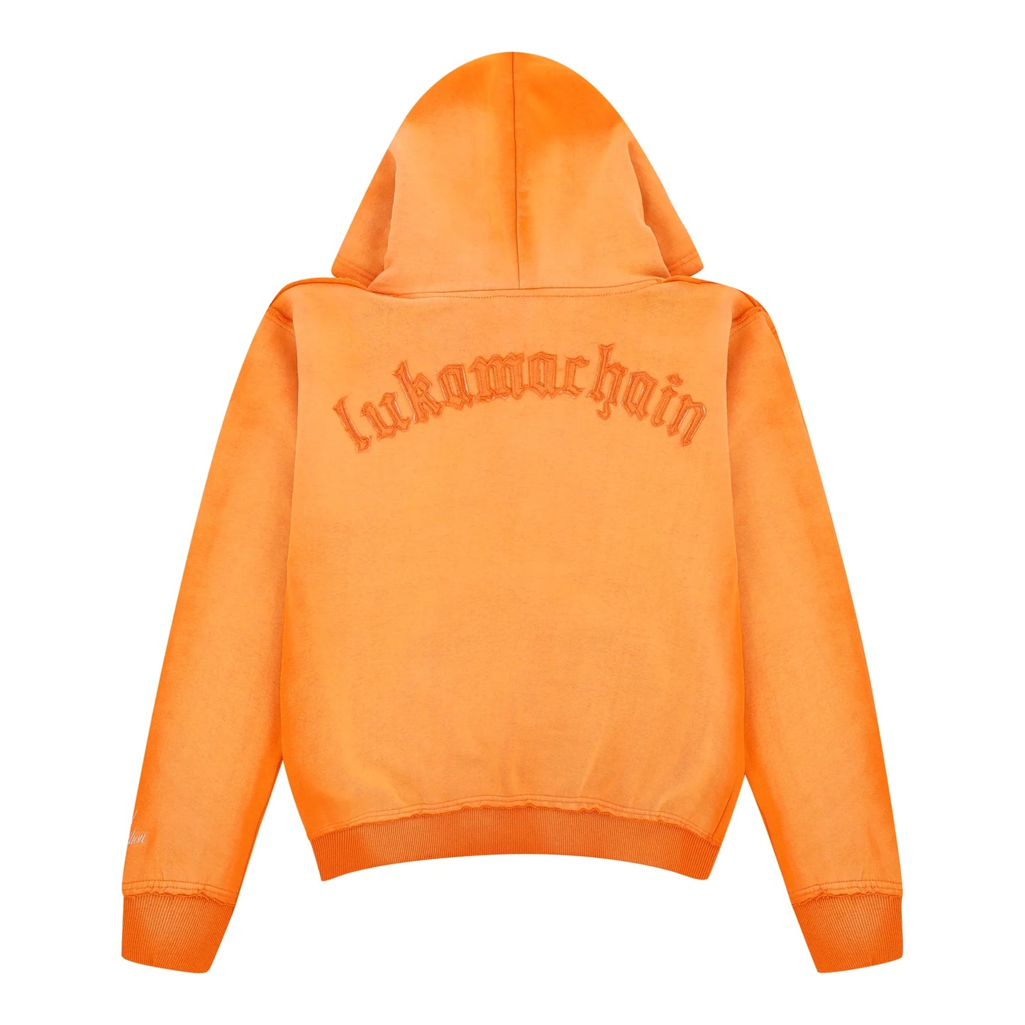 LUKAMACHAIN  Distressed Zip Hoodie Orange (limited edition)