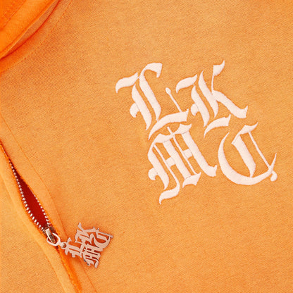 LUKAMACHAIN  Distressed Zip Hoodie Orange (limited edition)