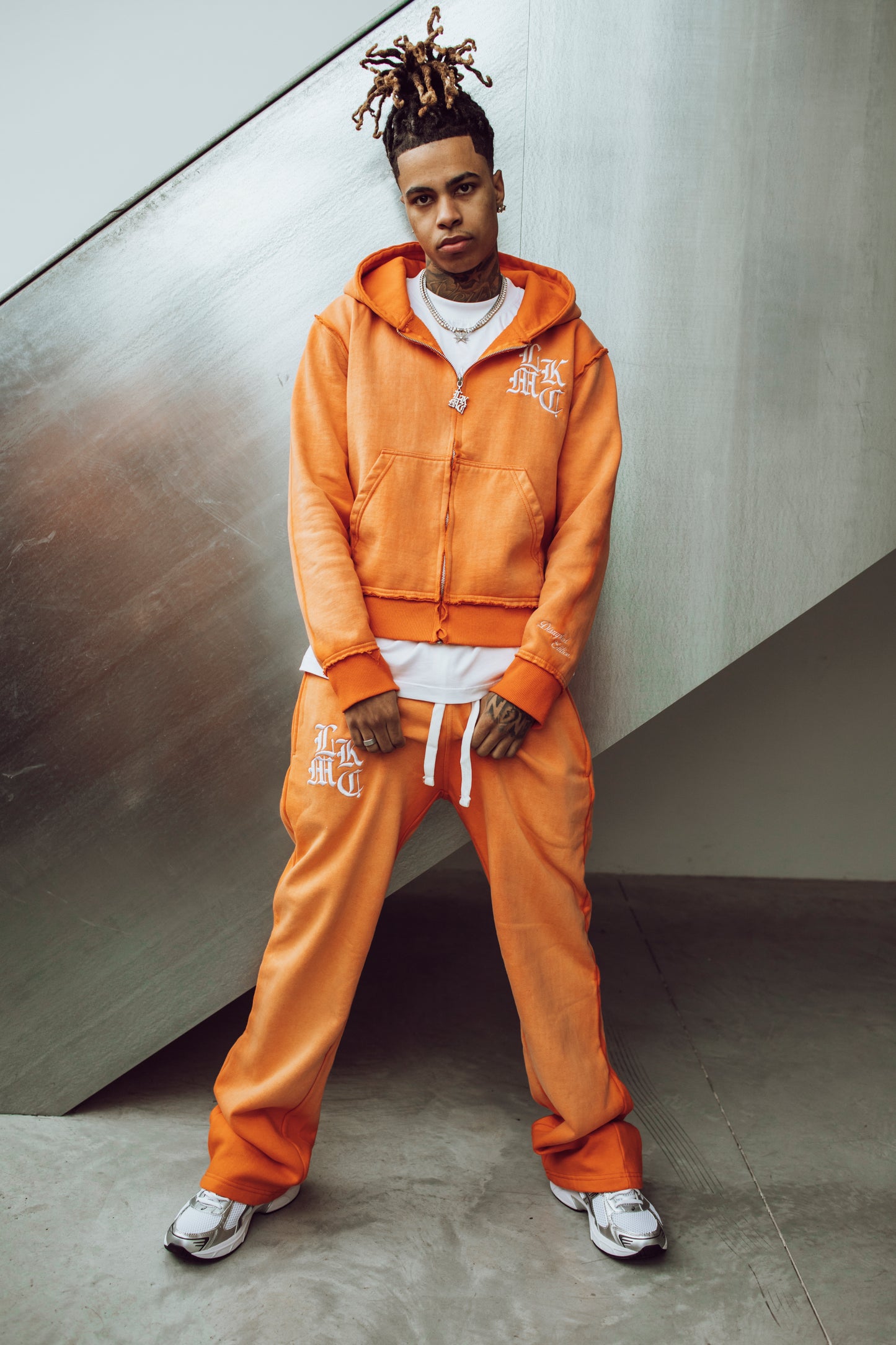 LUKAMACHAIN  Distressed Zip Hoodie Orange (limited edition)
