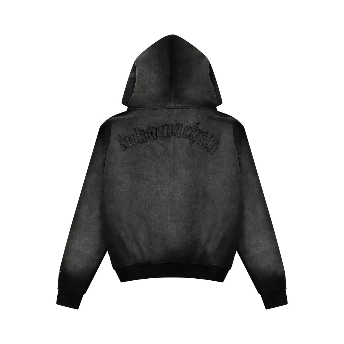 LUKAMACHAIN Distressed Zip Hoodie Dark Grey