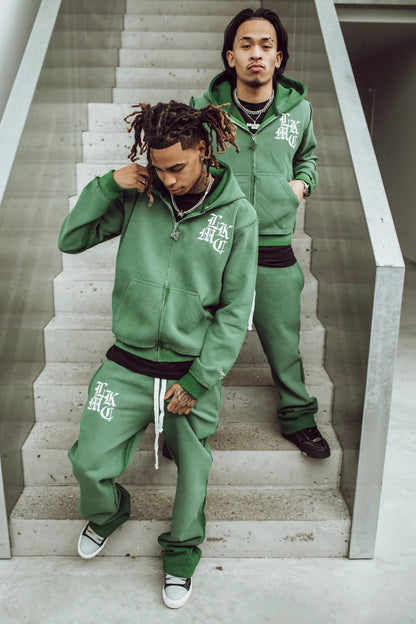 LUKAMACHAIN  Distressed Zip Hoodie Green (limited edition)